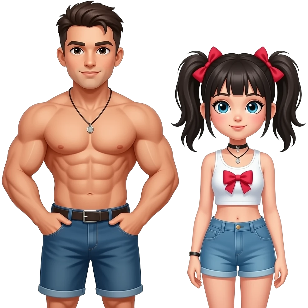 a big strong boy with a emo girl tanning in the hot sun emoji