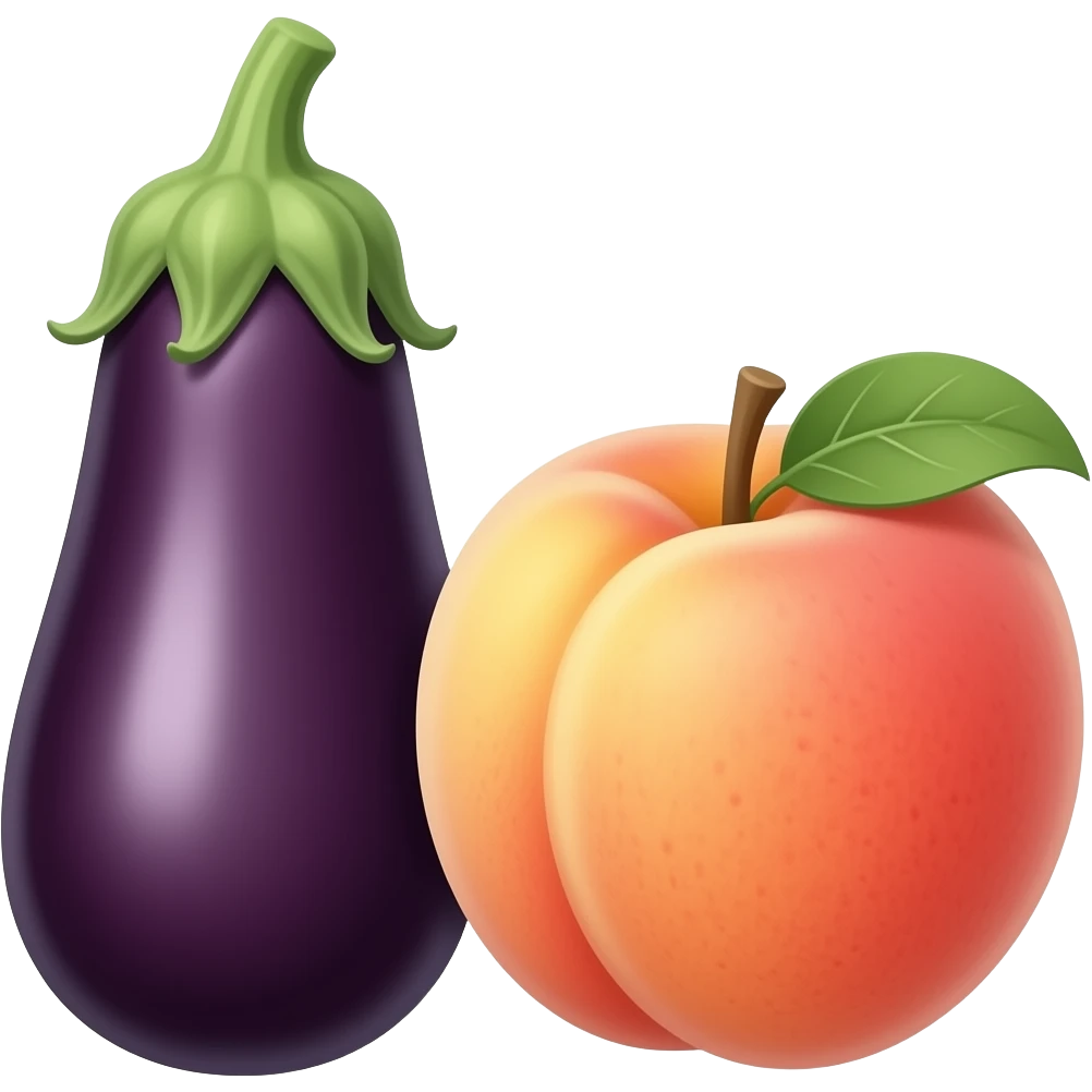 A eggplant in between a peach emoji
