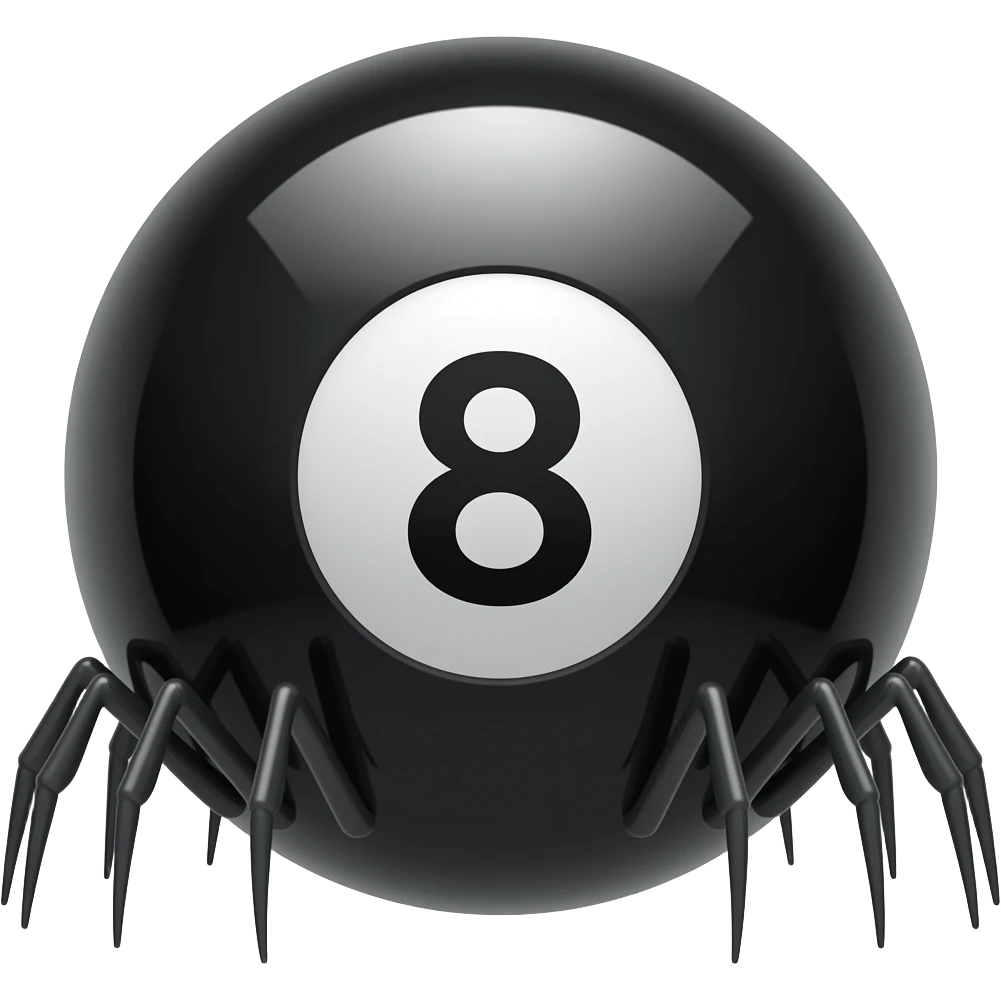 Black 8 Ball with spider legs emoji