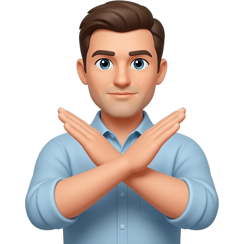 man crosses hands refusing emoji