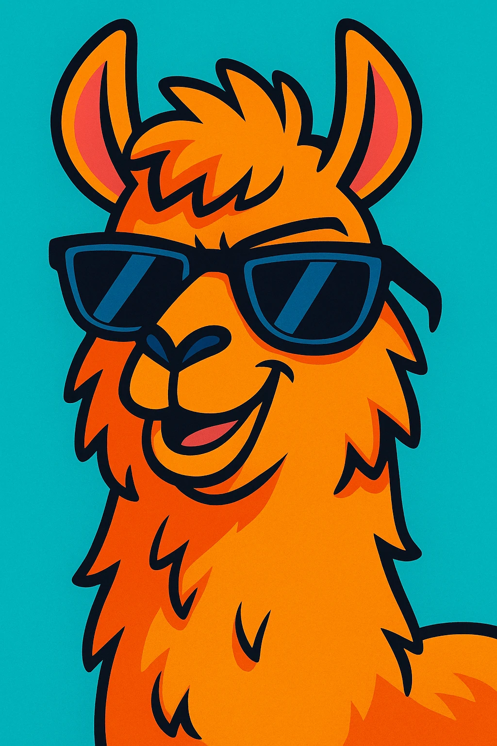 llama with attitude, sunglasses, playful and confident expression, vibrant toon style, bright colors emoji