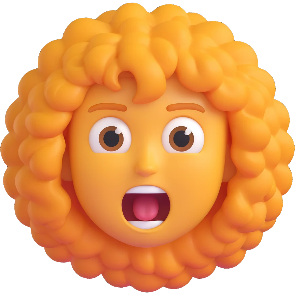 emoji with frizzy unkempt hair, dark circles under eyes, screaming expression, conveying stress and fatigue emoji