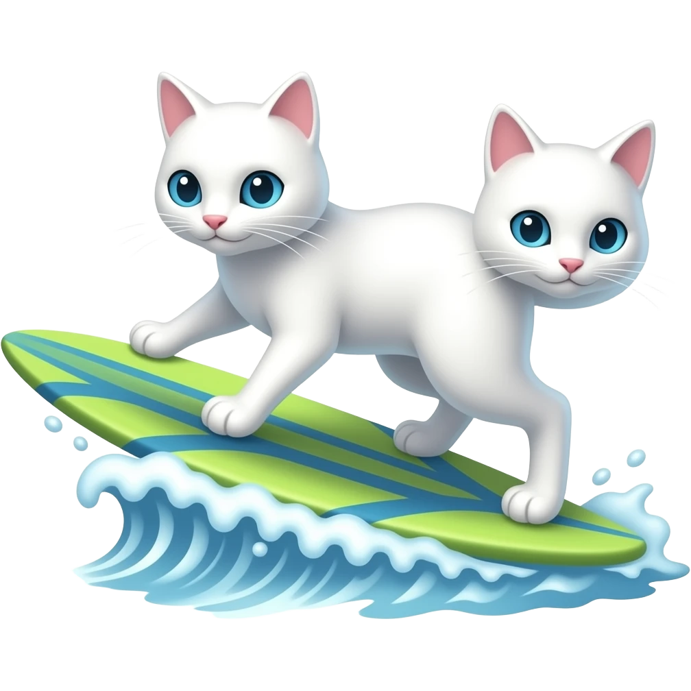 white cat surfing emoji