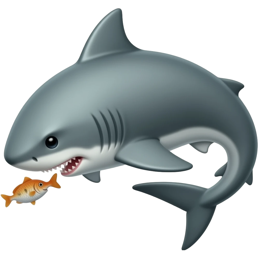 shark chasing 1 fish emoji