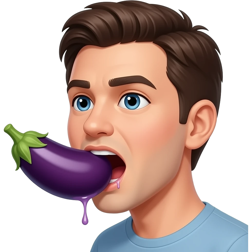 Emoji Sucking an eggplant dripping spit emoji