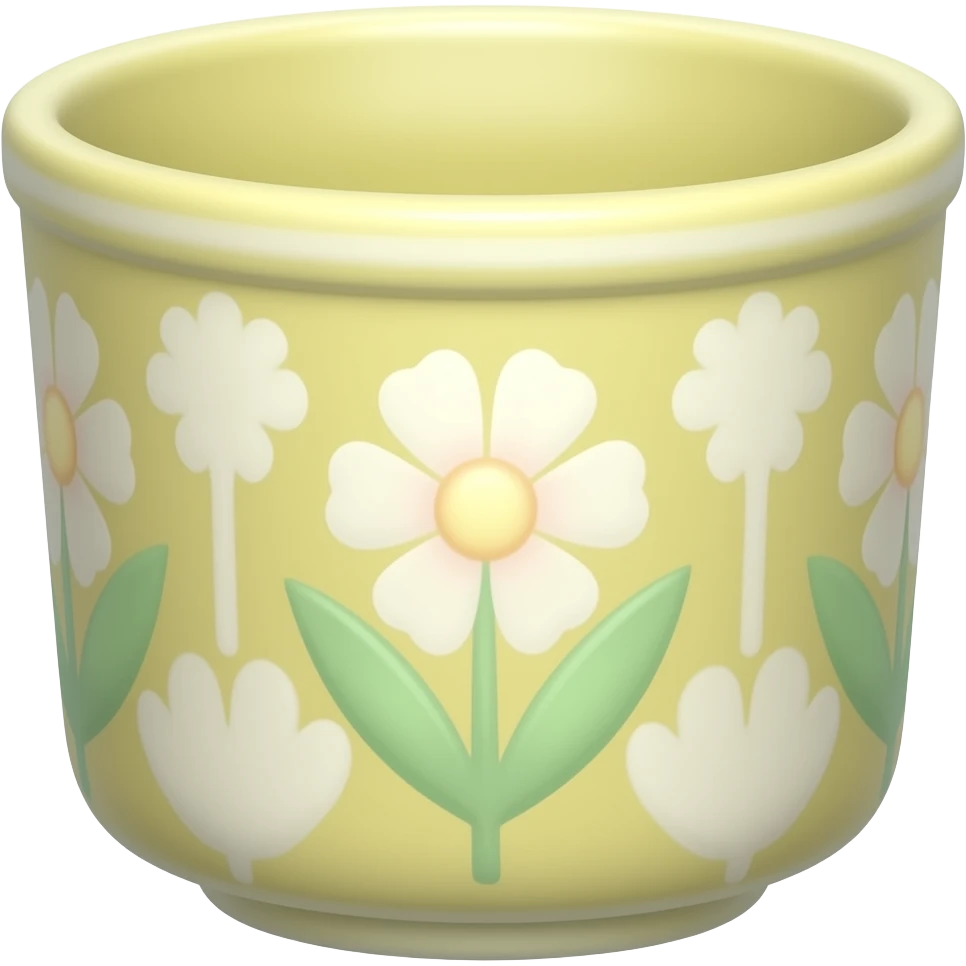 A simply beautiful whimsical Cottagecore light yellow patterned cup, isolated emoji