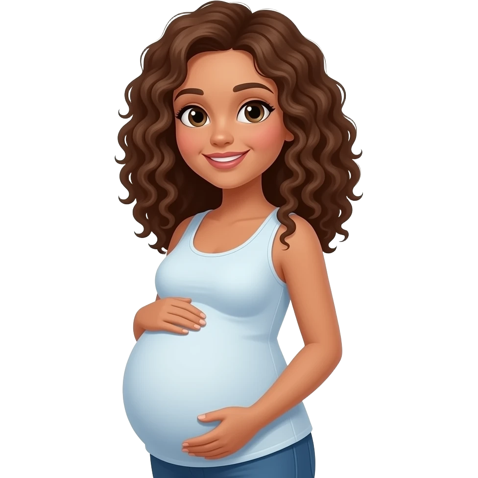 Brown curly hair pregnant woman emoji