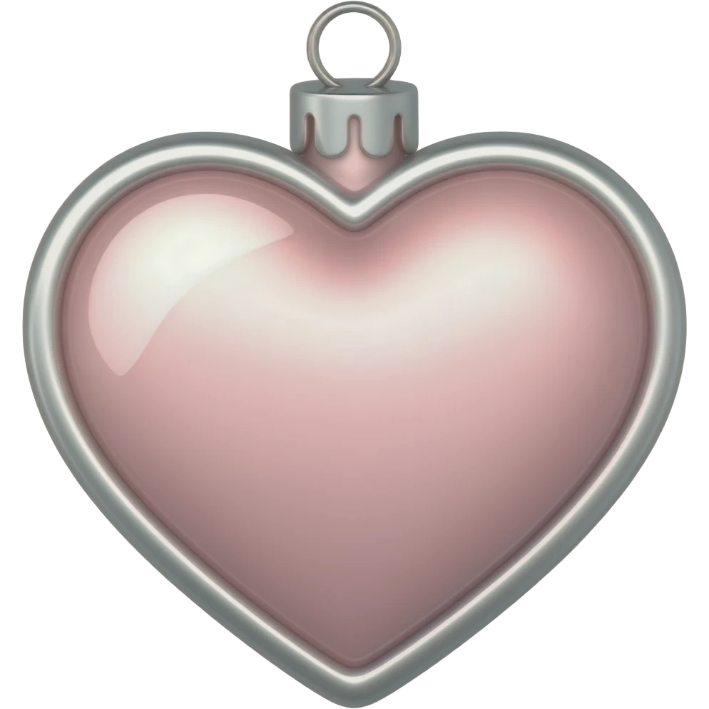 pastel pink heart shaped christmas ornament emoji