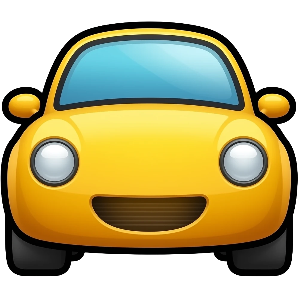 thick black outline, bright car emoji, thick black outline, simple cartoon emoji