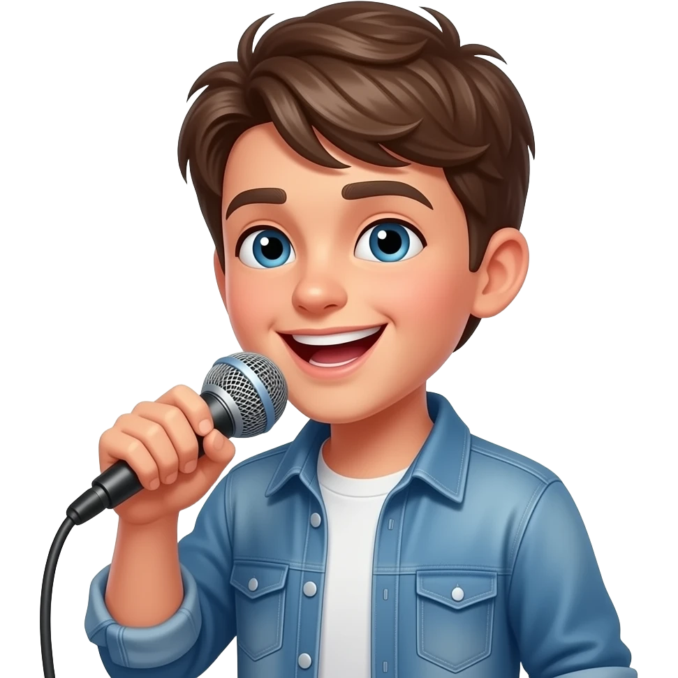 A teenager sing a song in karaoke emoji