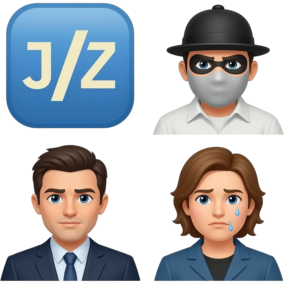 Logo of Julia programming language followed by a robber and then an emoji for hurt emoji