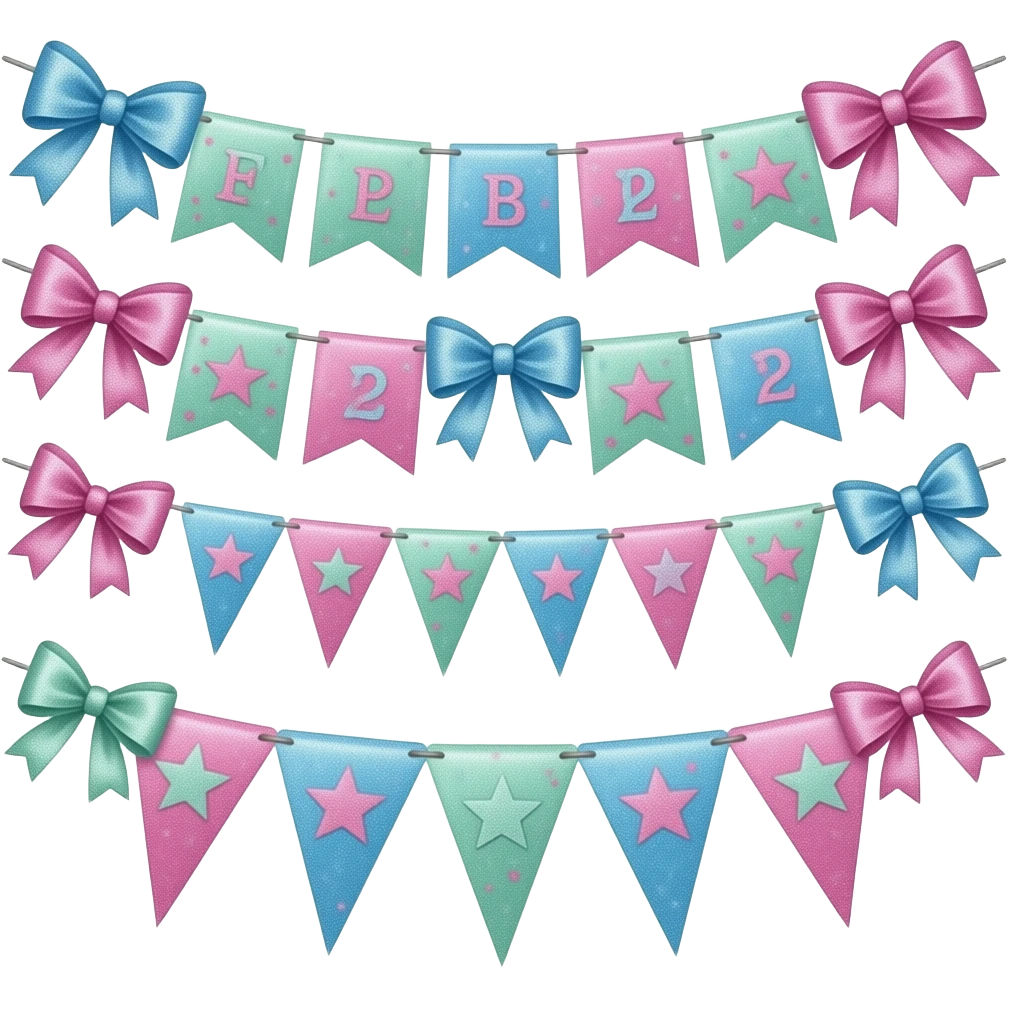 blue green Party banners inspired by Barbie colour palette emoji