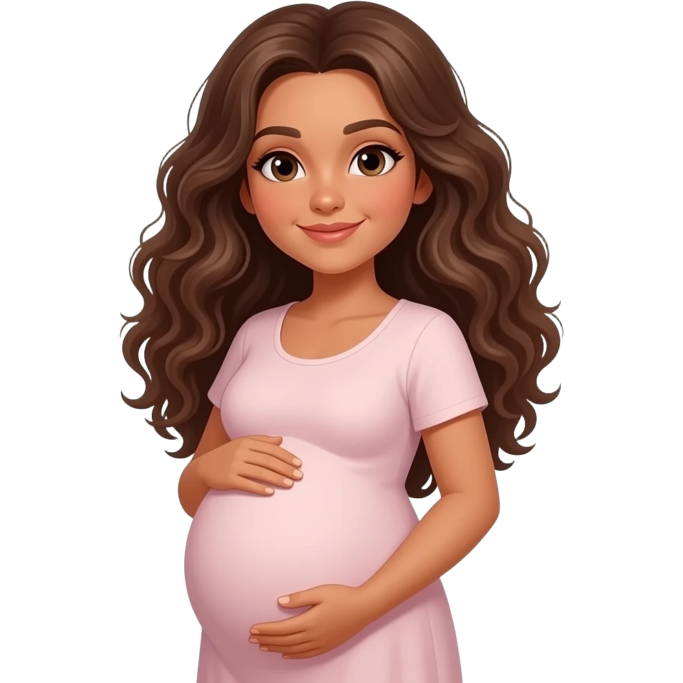 1 tall with long curly hair, 1 brunette pregnant,  1 brunette emoji