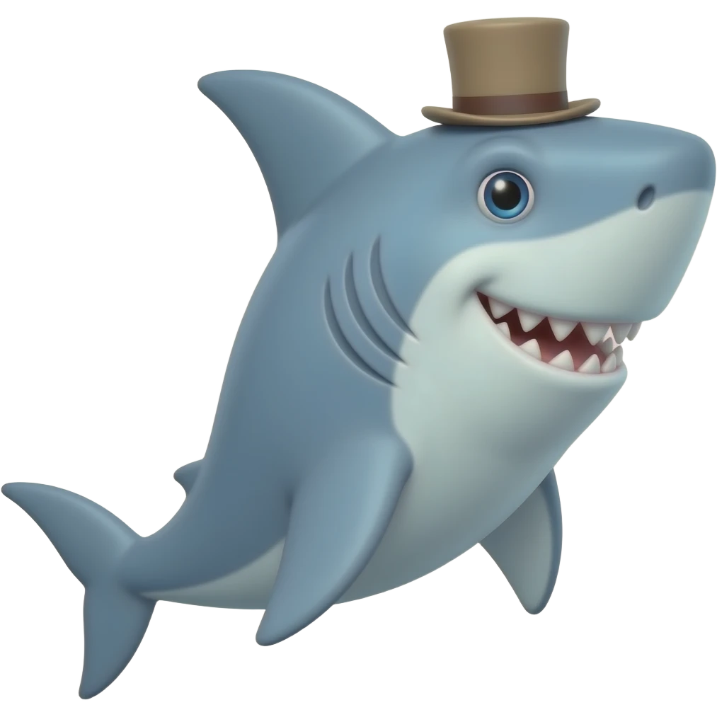 Shark with a top hat emoji