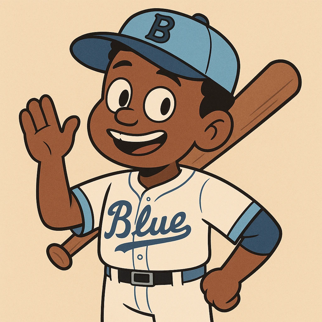 Light blue Little people pictures a boy Jackie Robinson Witam by 20 Label Sanches Vegas Mustined by Linzie Heater emoji