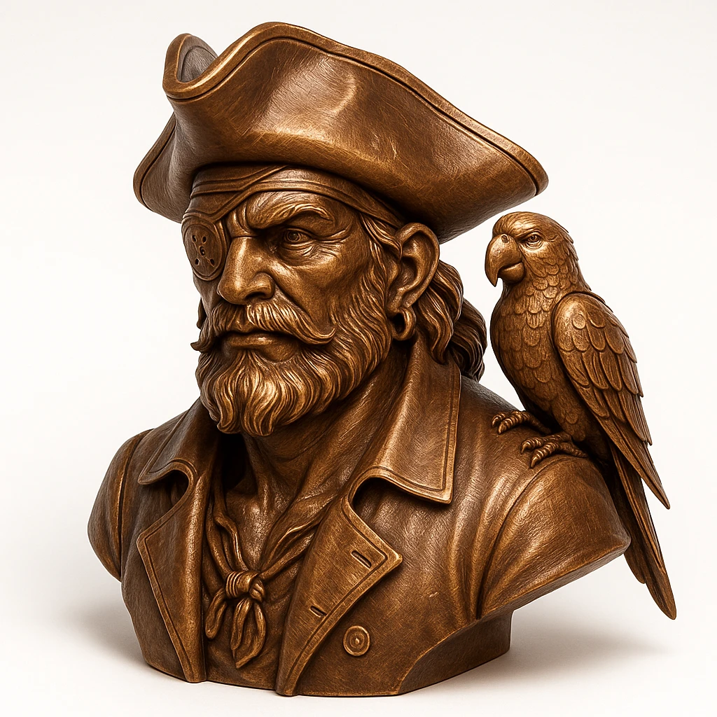 pirate with eye patch and parrot emoji