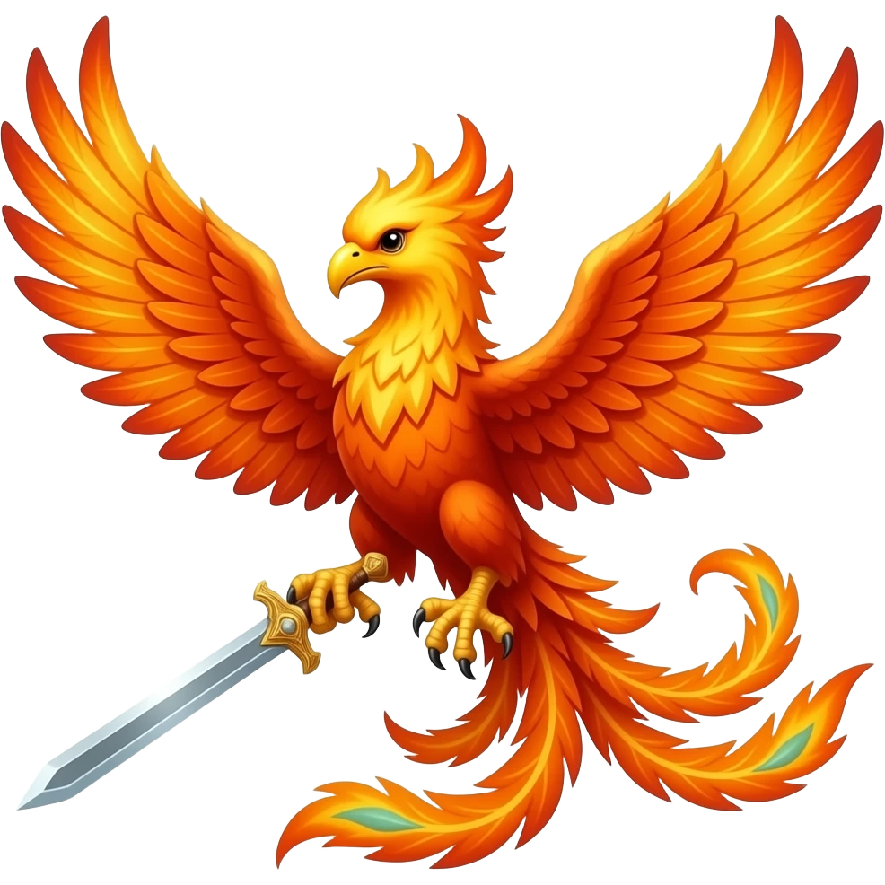 A fiery phoenix with a sword emoji