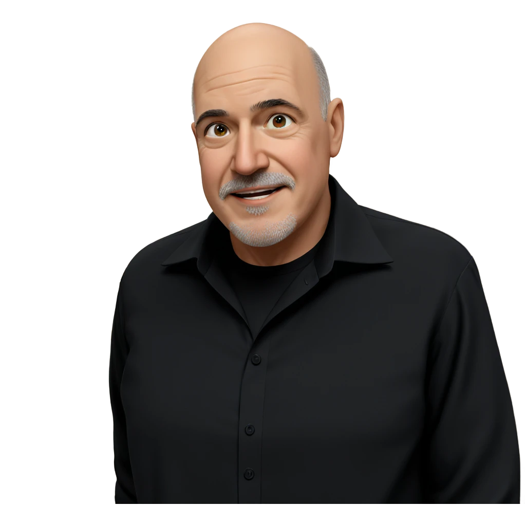 bald man in black shirt emoji