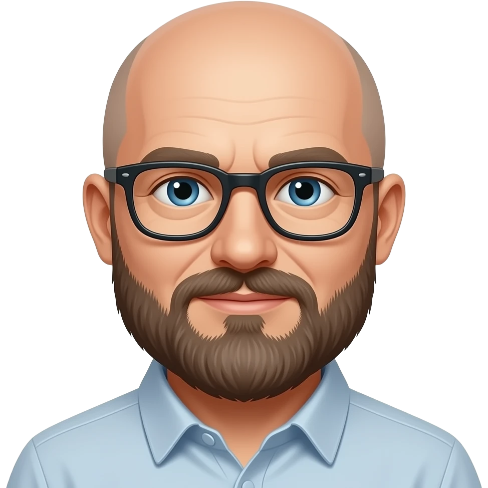 Bald russian man with beard and glasses emoji