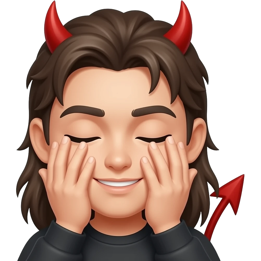 Devil close his both eyes with his both hand emoji