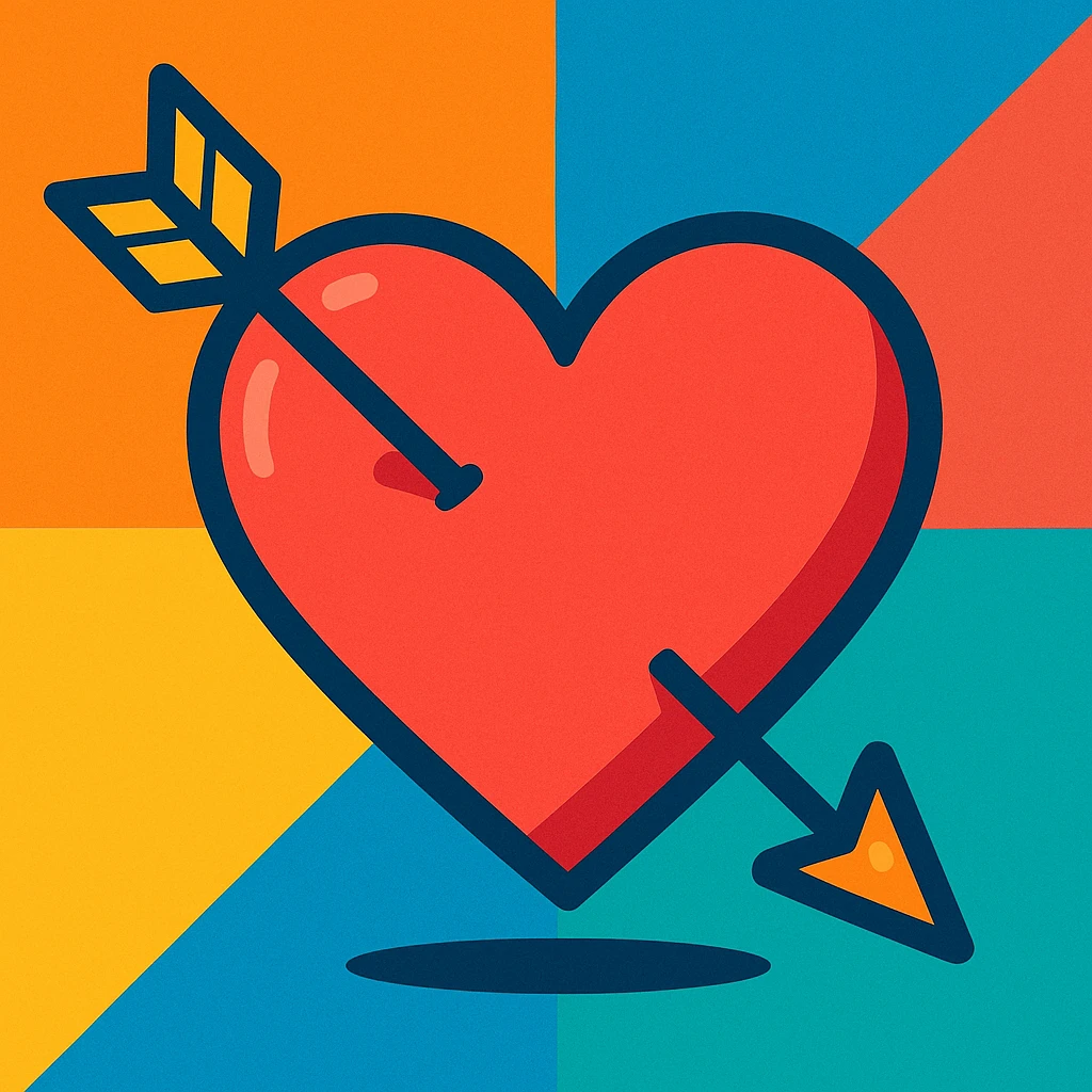 heart with arrow, cartoon style, vibrant colors emoji