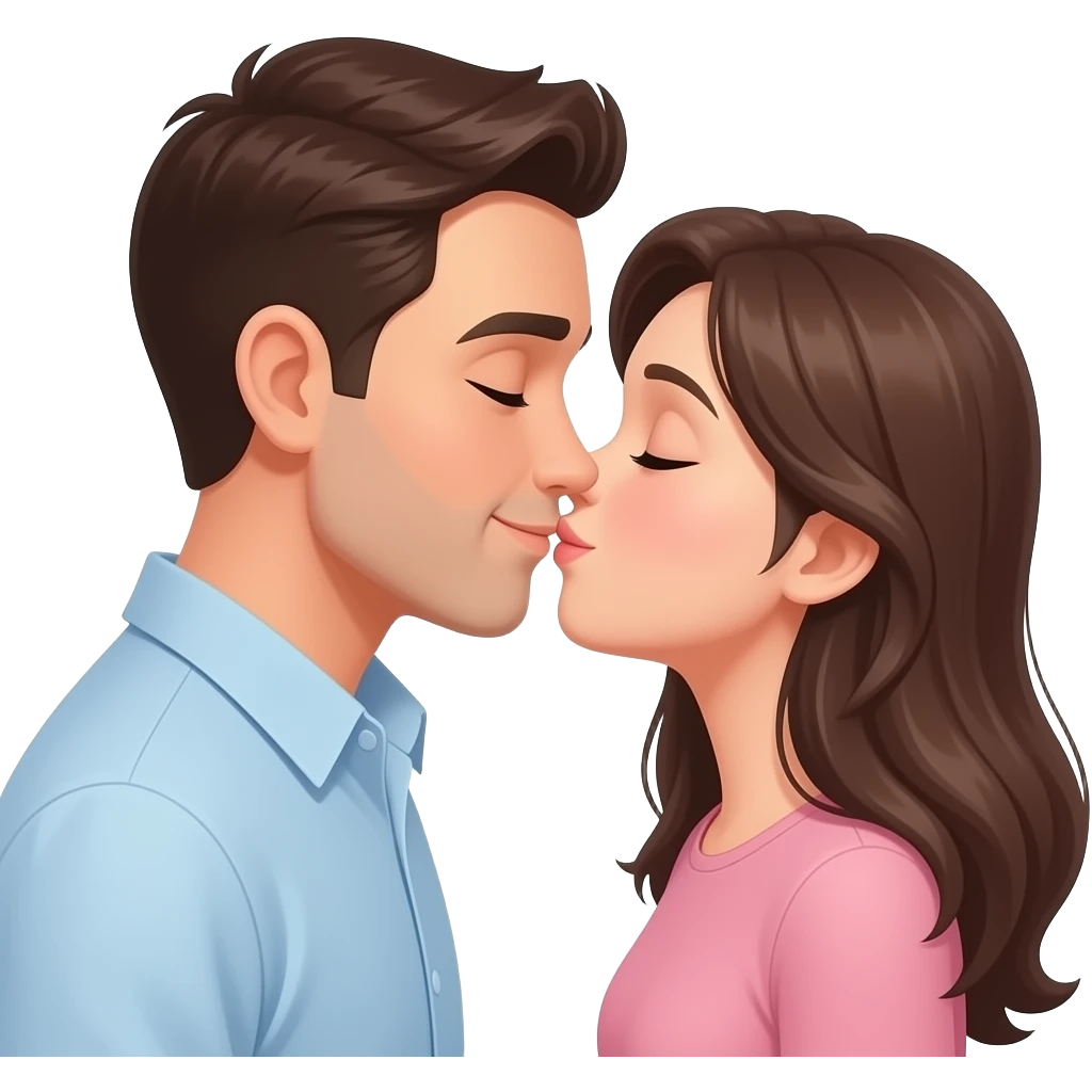 Wife kissing on forehead of sleeping husband lovingly emoji