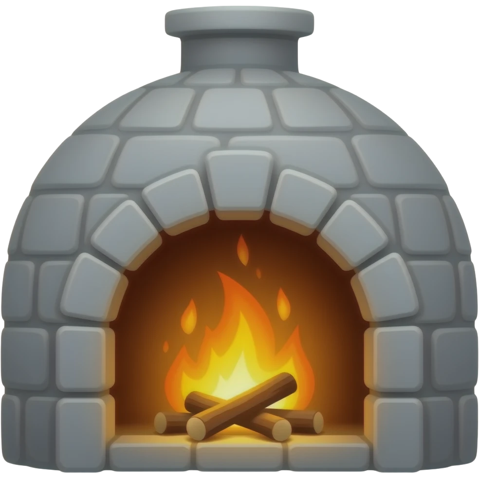 stone oven with fire inside it emoji