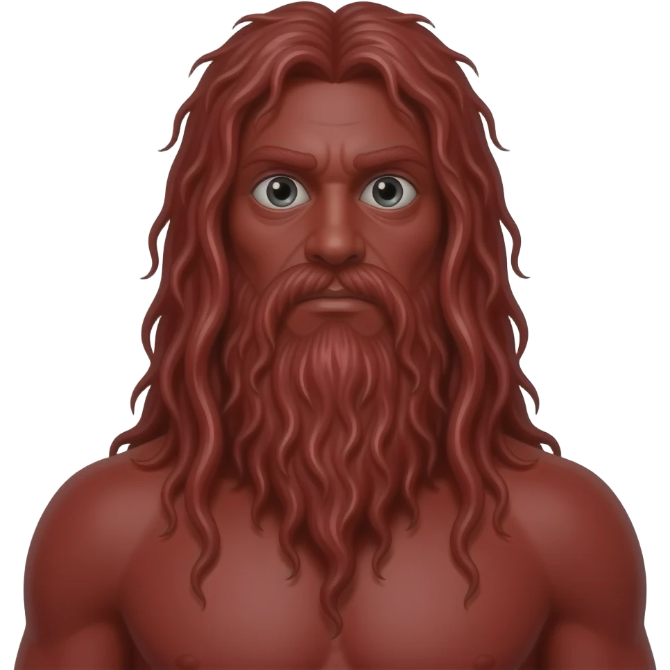 Red Guy from Don’t Hug Me I’m Scared, Red monster with long, stringy red hair covering the face and mouth, cartoon eyes on top of his head emoji