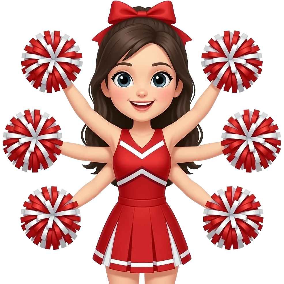 red cheerleader with 8 arms emoji