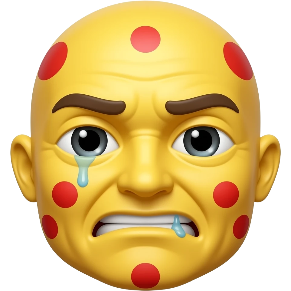 IOS style yellow face sick emoji having red dots in his skin emoji