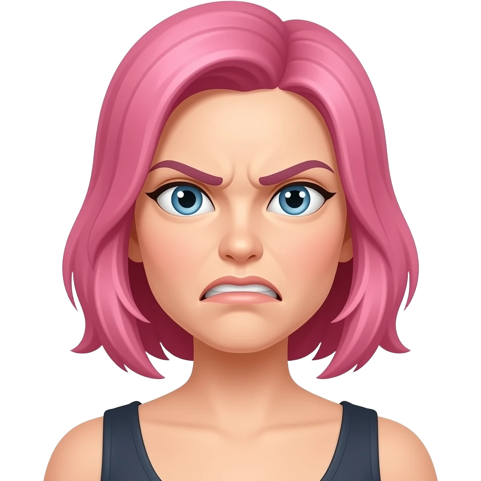 Grimacing woman with pink hair emoji