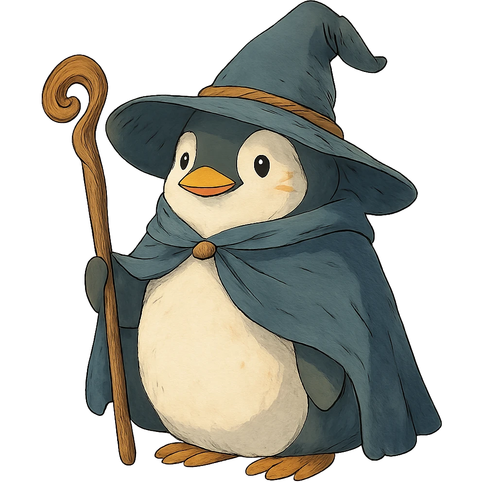ghibli style penguin wizard emoji