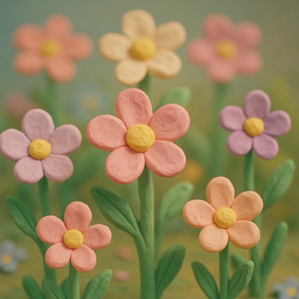 flower fantasy with soft pastel flowers and handmade feel emoji