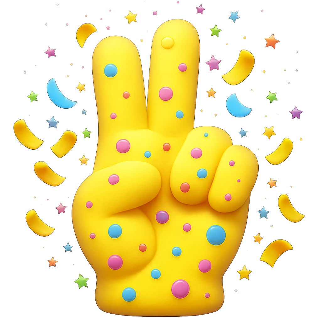 Make the foam finger look more puffy and soft in the style of emoji. Keep the transparent background. emoji