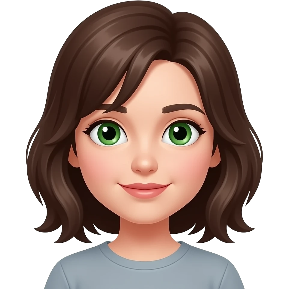 girl with dark brown hair and green eyes emoji