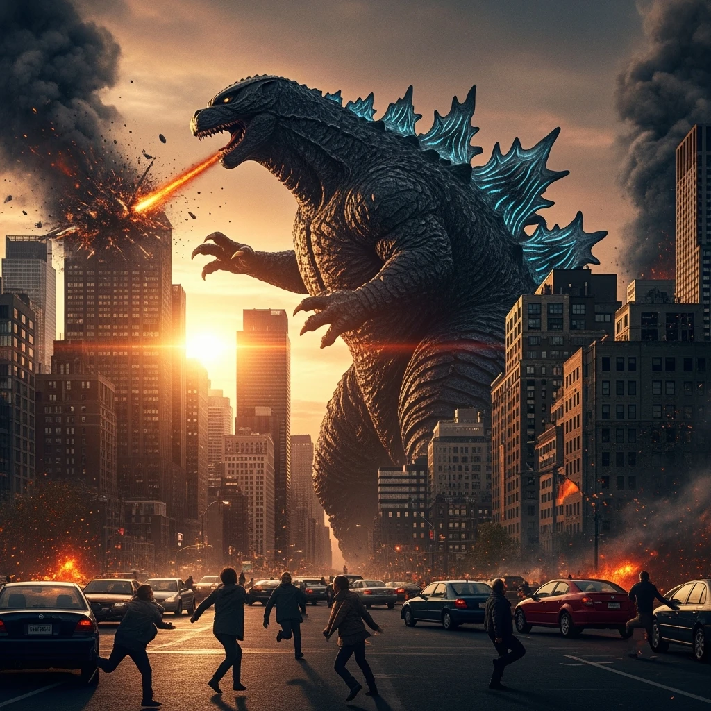 godzilla attackig ny emoji