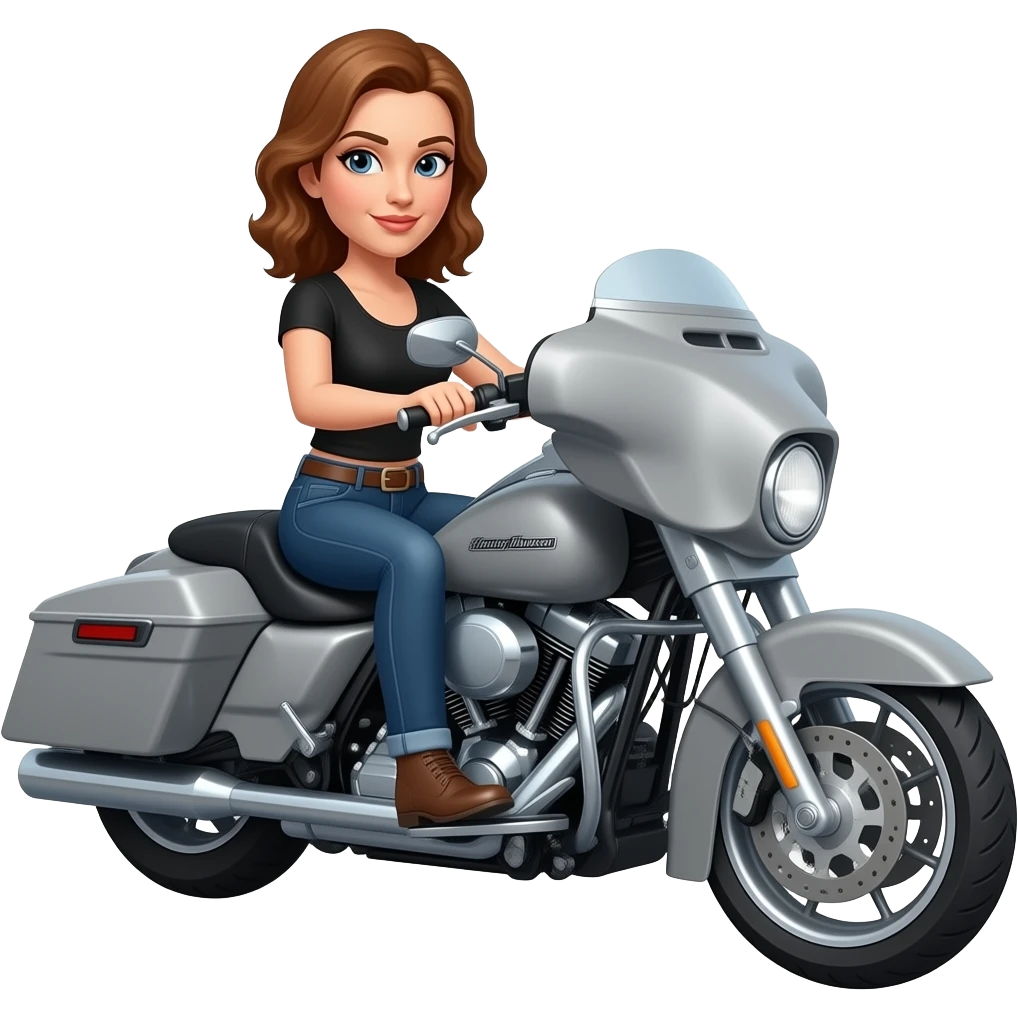 Harley Davidson grey road glide with woman riding emoji