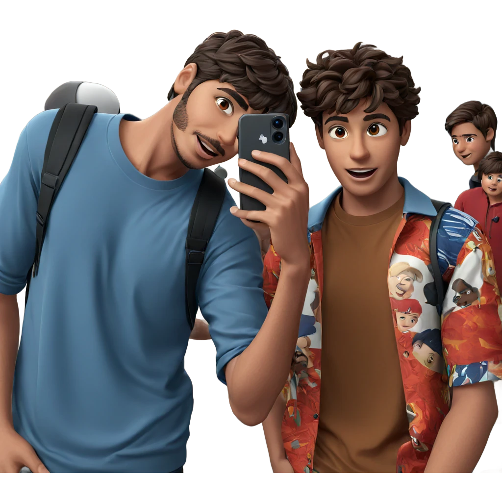 boys taking a selfie together emoji