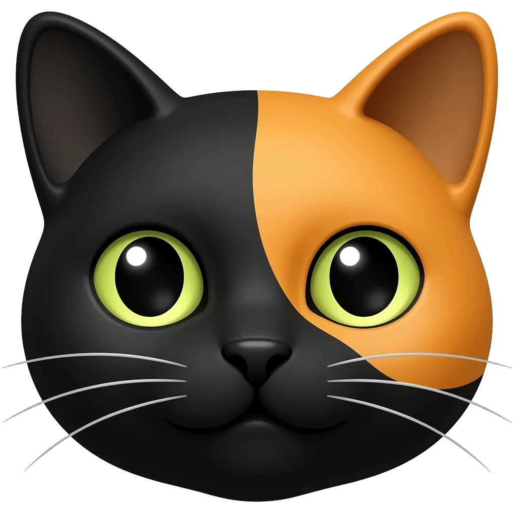 black cat face orange upper quarter emoji