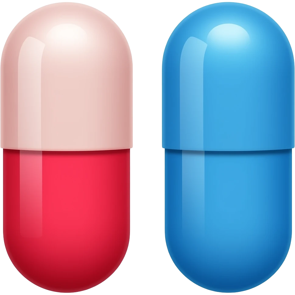 the matrix, full red and full blue pill emoji