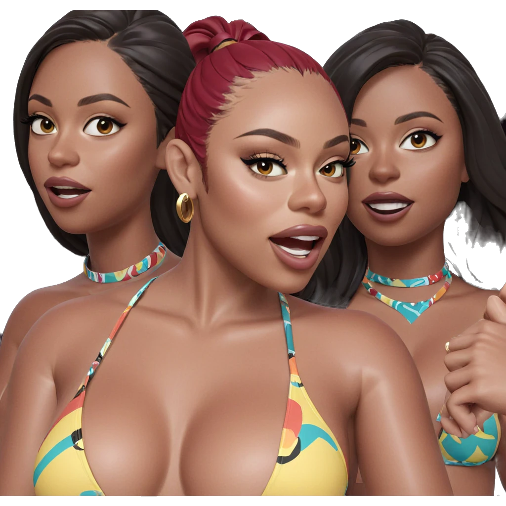 poolside bikini girls posing emoji