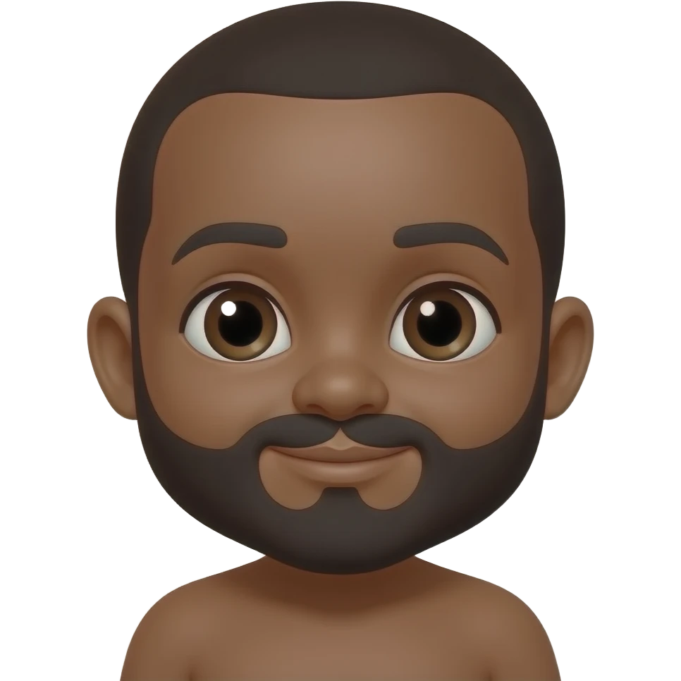 Bebe com barba preta cor meio parda emoji