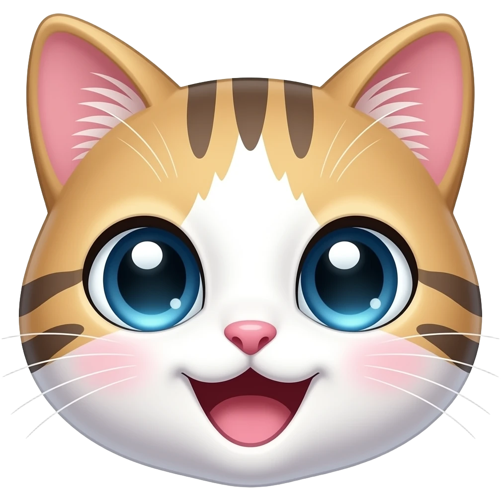 Happy manga cat face sparkling eyes emoji