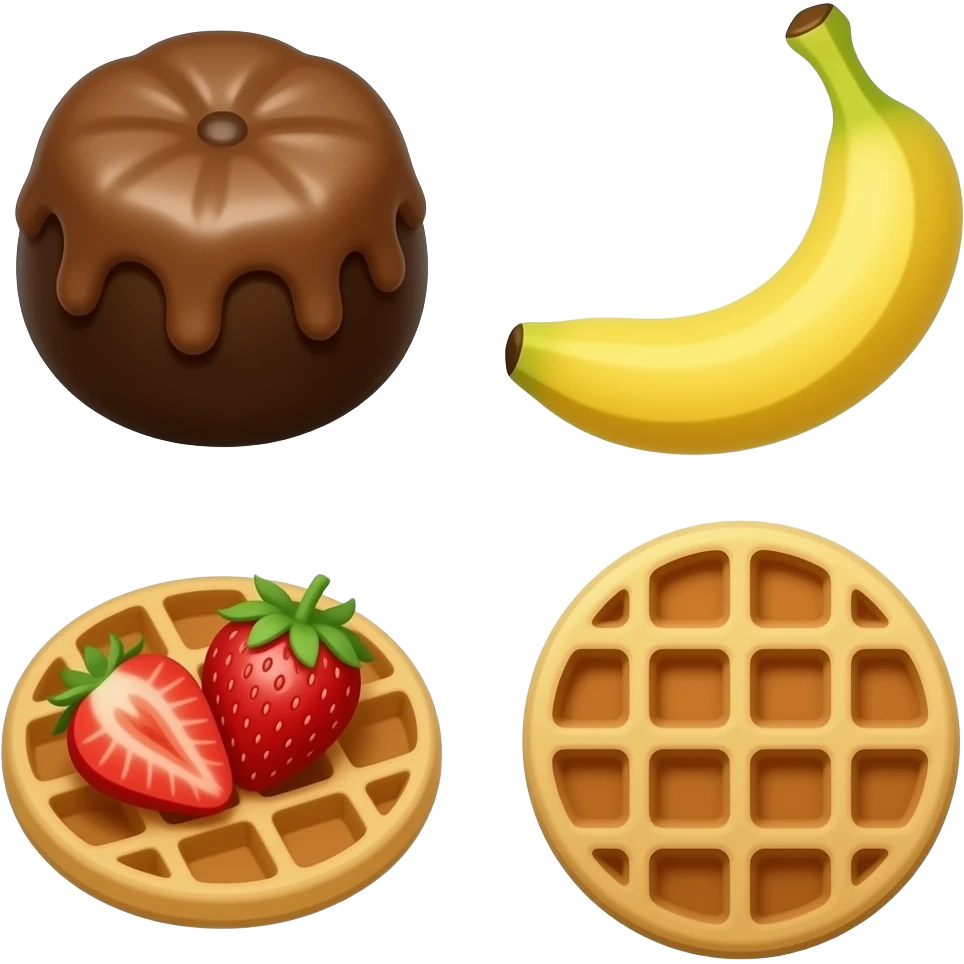 Chocolate and banana and strawberry waffle emoji