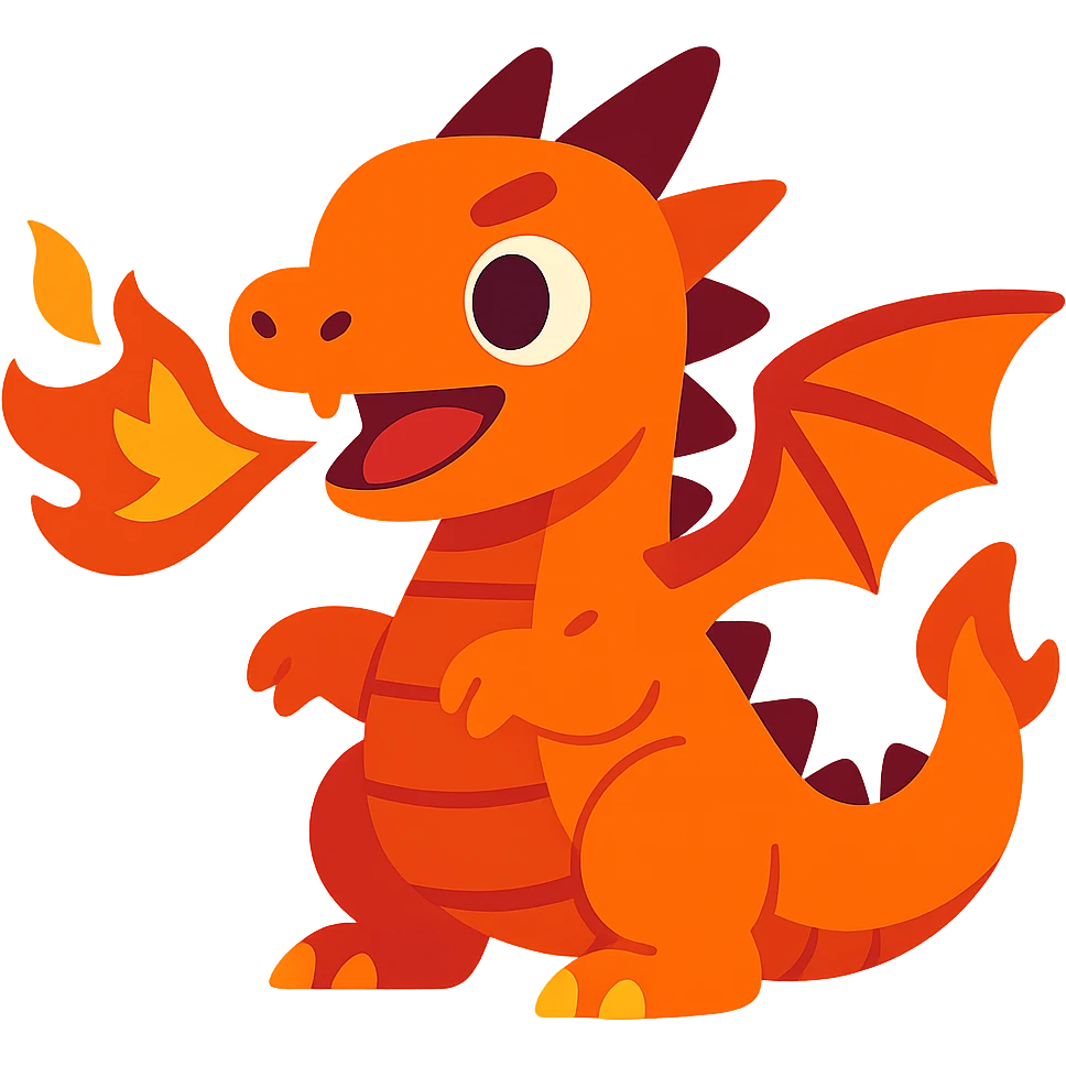 A cute small fire dragon emoji