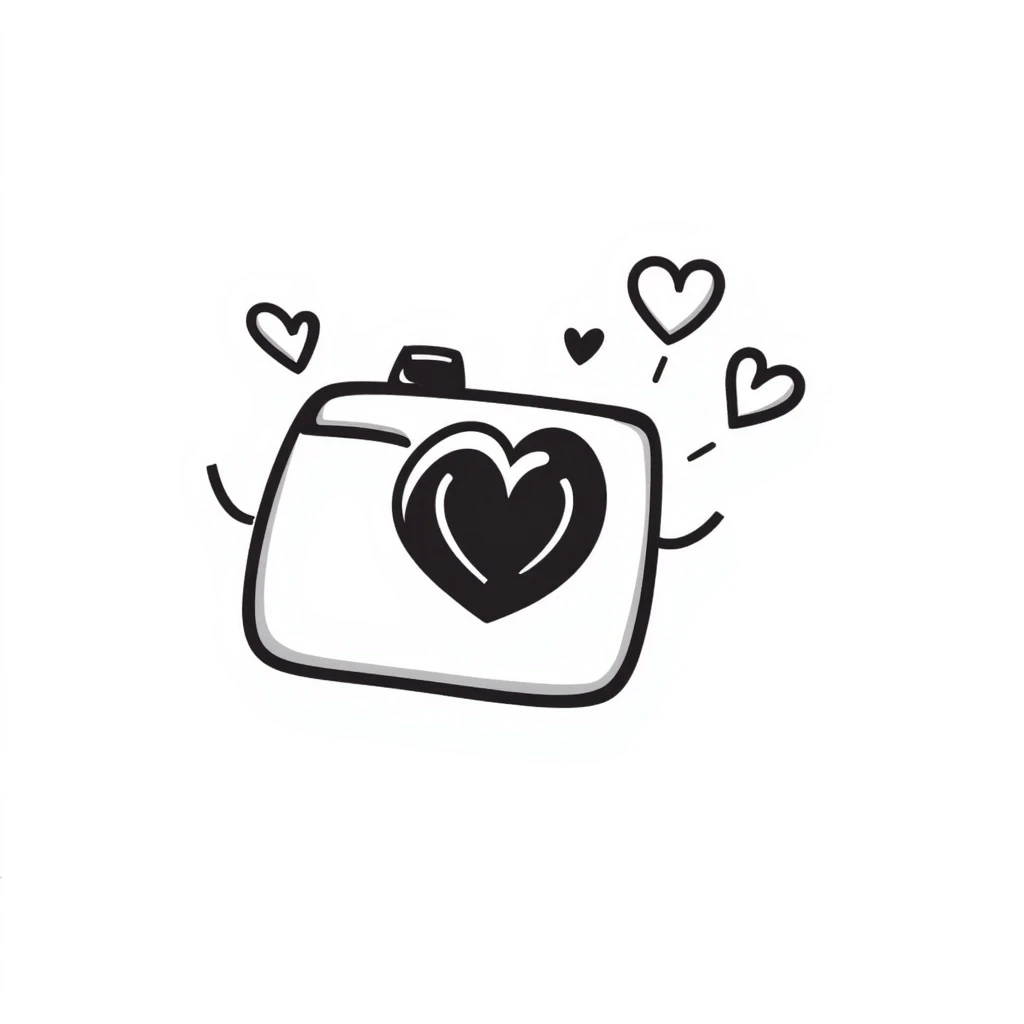 Instagram logo, hand-drawn doodle style, playful, no text emoji