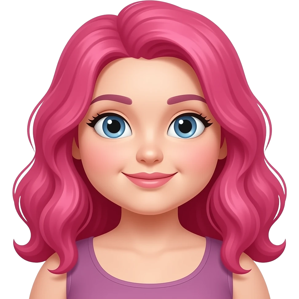 fat female white skin hot pink wavy hair emoji