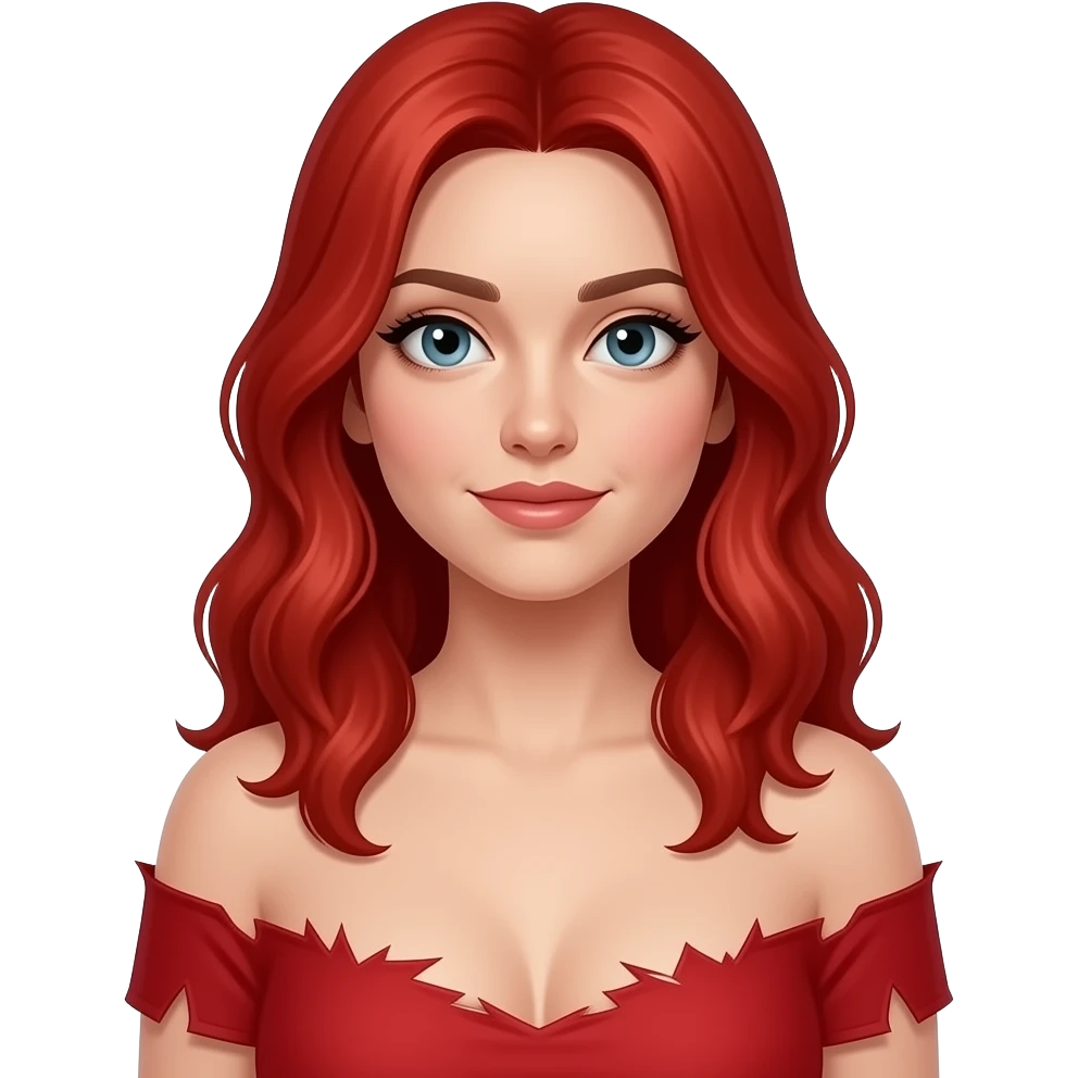 Nackte Frau rote haare mit roter reiwäsche emoji
