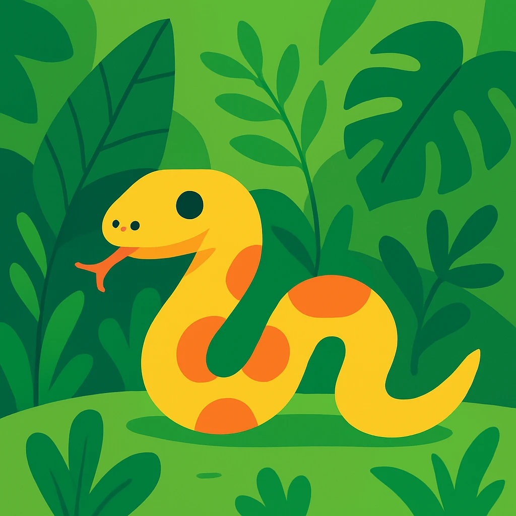 Flat design style snake in the jungle emoji