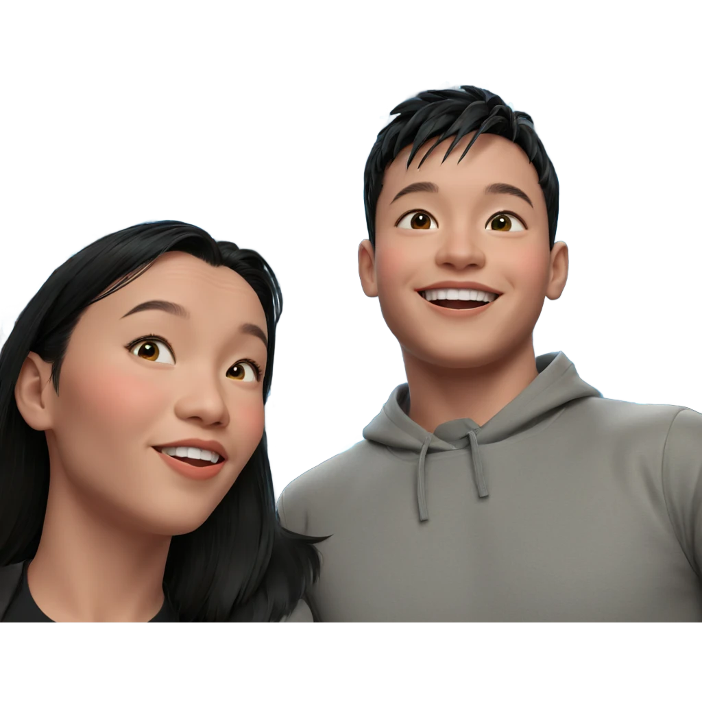 smiling girl and boy portrait emoji